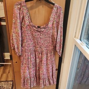 Jessica Simpson Pink Floral Smocked Dress
